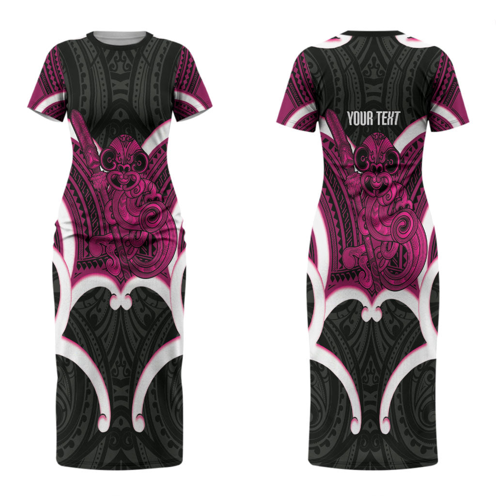 Mawhero Aotearoa Atua Tumatauenga Personalised Couples Matching Short Sleeve Bodycon Dress and Long Sleeve Button Shirt Maori God Of War Tiki With Taiaha LT14 - Polynesian Pride