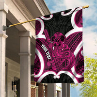 Mawhero Aotearoa Atua Tumatauenga Personalised Garden Flag Maori God Of War Tiki With Taiaha LT14 House Flag Pink - Polynesian Pride