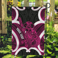 Mawhero Aotearoa Atua Tumatauenga Personalised Garden Flag Maori God Of War Tiki With Taiaha LT14 Garden Flag Pink - Polynesian Pride