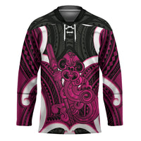 Mawhero Aotearoa Atua Tumatauenga Personalised Hockey Jersey Maori God Of War Tiki With Taiaha LT14 Unisex Pink - Polynesian Pride