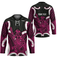 Mawhero Aotearoa Atua Tumatauenga Personalised Hockey Jersey Maori God Of War Tiki With Taiaha LT14 - Polynesian Pride