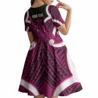 Mawhero Aotearoa Atua Tumatauenga Personalised Kid Short Sleeve Dress Maori God Of War Tiki With Taiaha LT14 - Polynesian Pride