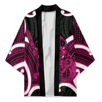 Mawhero Aotearoa Atua Tumatauenga Personalised Kimono Maori God Of War Tiki With Taiaha LT14 Unisex Pink - Polynesian Pride
