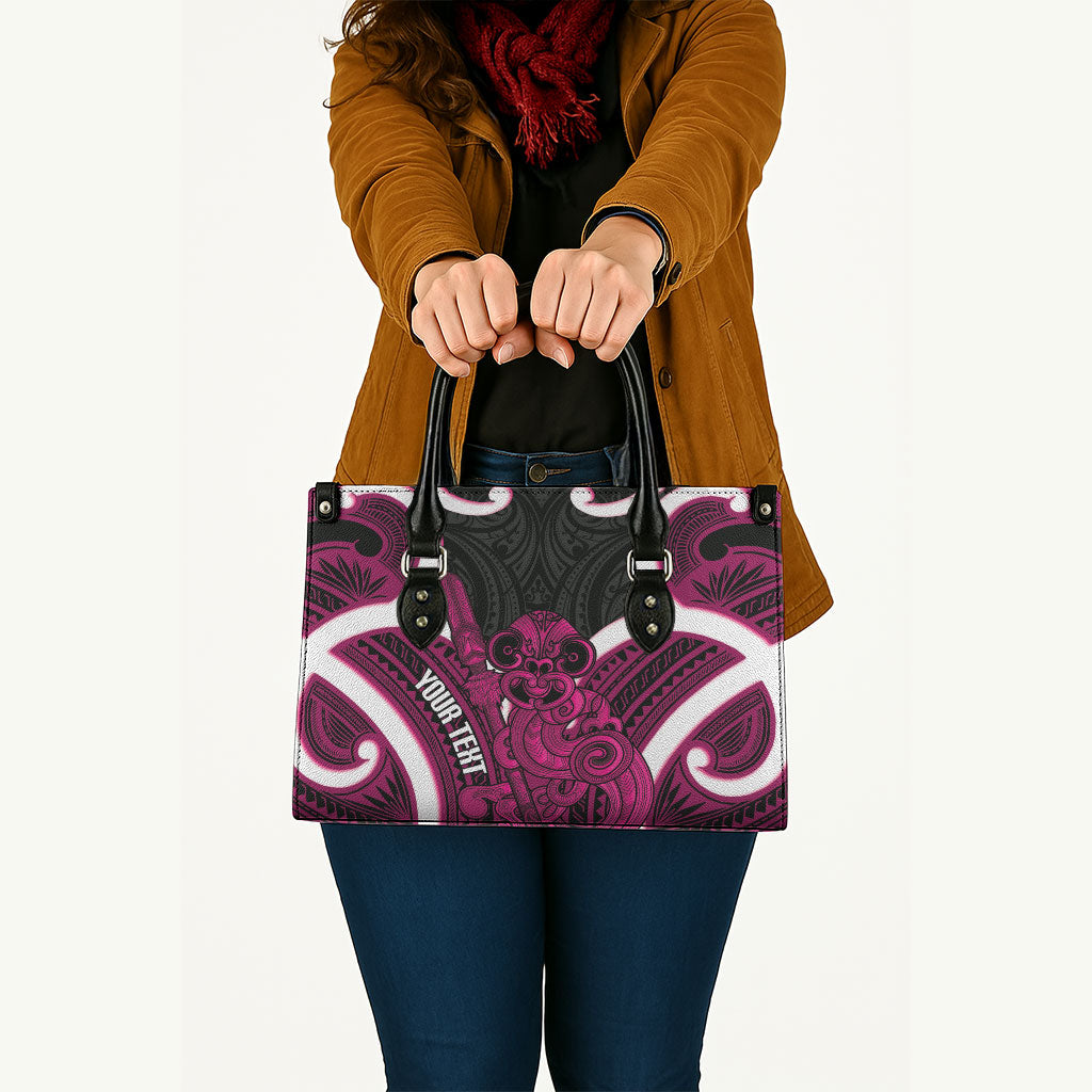 Mawhero Aotearoa Atua Tumatauenga Personalised Leather Bag Maori God Of War Tiki With Taiaha LT14 - Polynesian Pride
