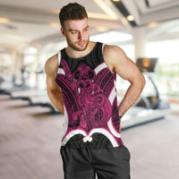 Mawhero Aotearoa Atua Tumatauenga Personalised Men Tank Top Maori God Of War Tiki With Taiaha LT14 Pink - Polynesian Pride