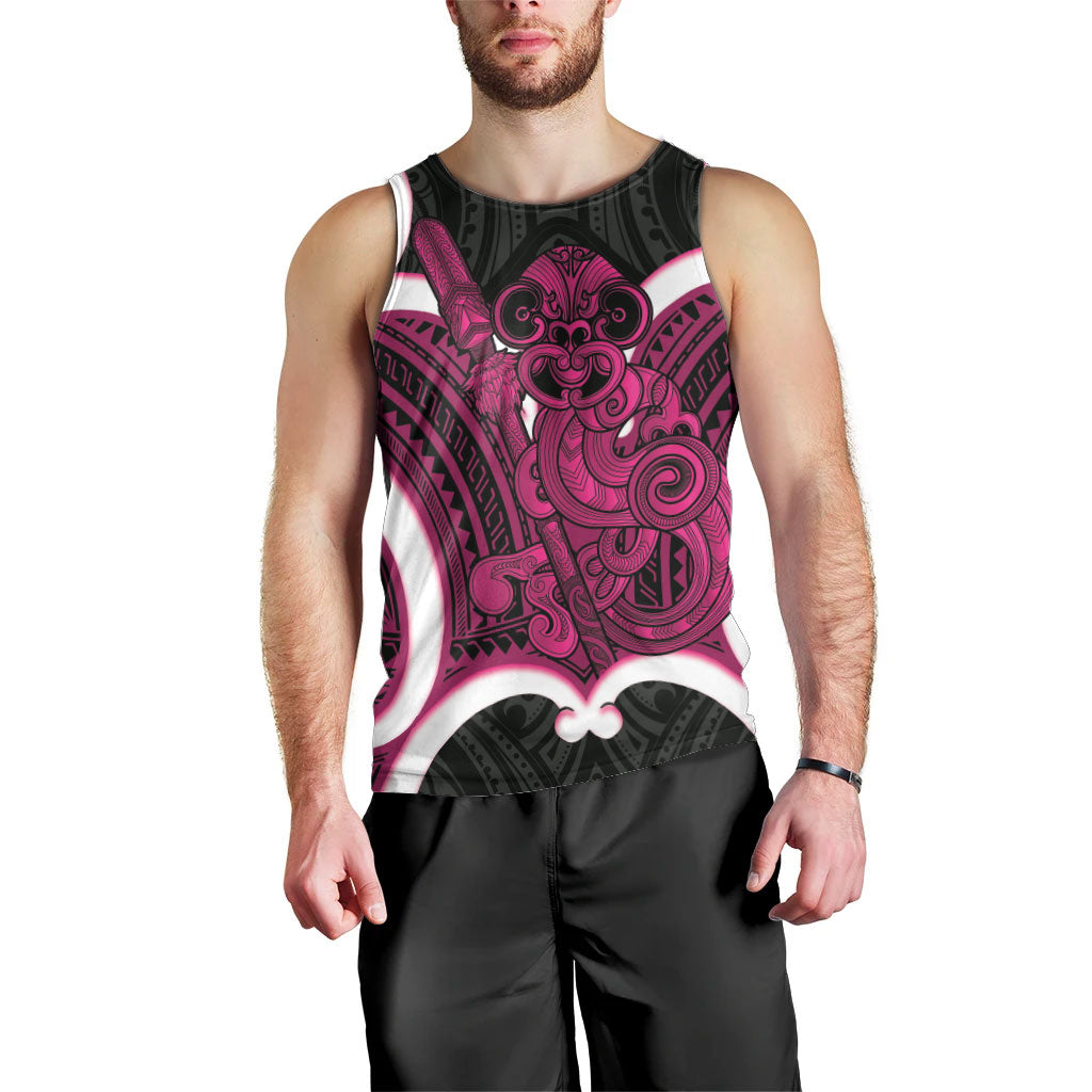 Mawhero Aotearoa Atua Tumatauenga Personalised Men Tank Top Maori God Of War Tiki With Taiaha LT14 - Polynesian Pride
