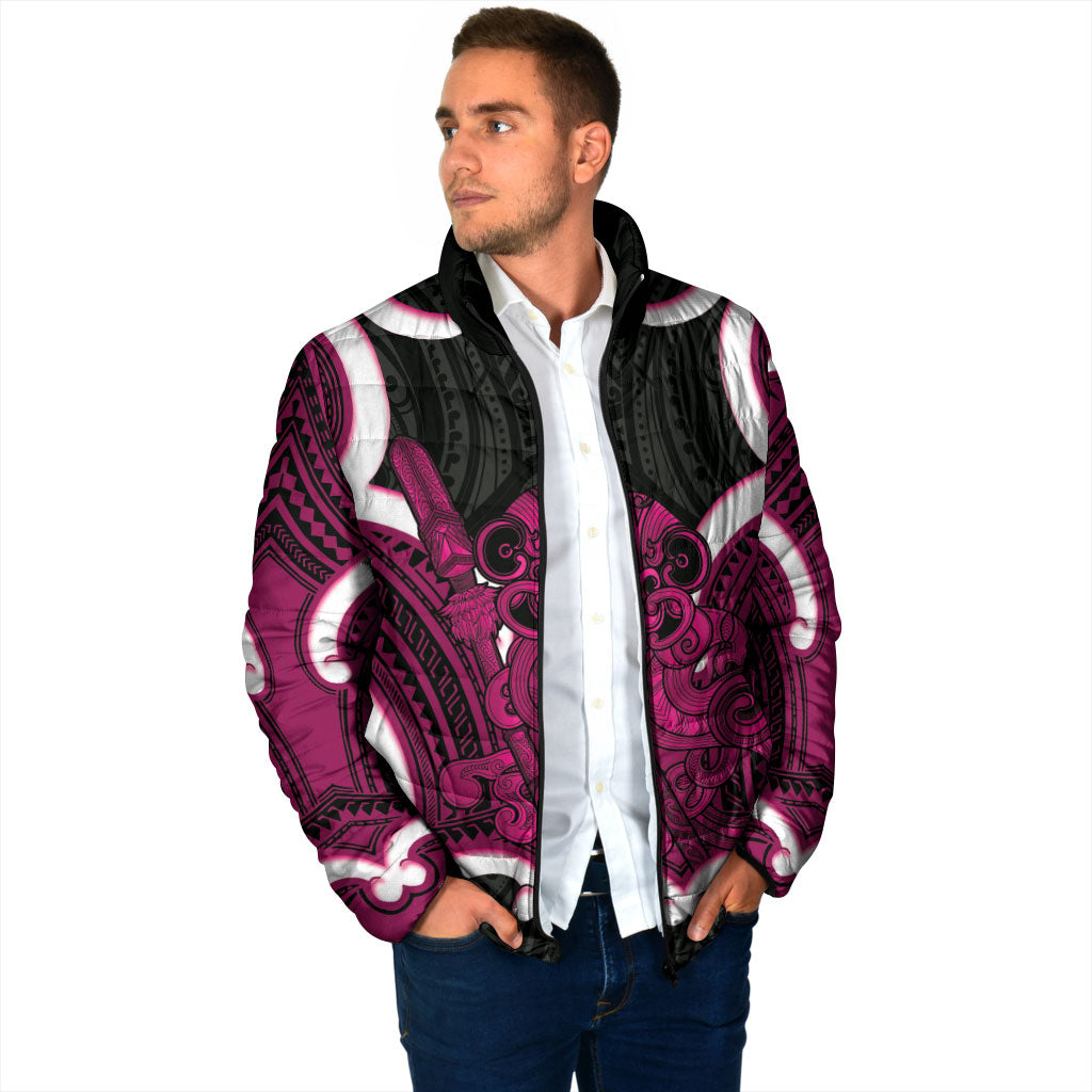 Mawhero Aotearoa Atua Tumatauenga Personalised Padded Jacket Maori God Of War Tiki With Taiaha LT14 - Polynesian Pride