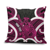 Mawhero Aotearoa Atua Tumatauenga Personalised Pillow Cover Maori God Of War Tiki With Taiaha LT14 Pink - Polynesian Pride
