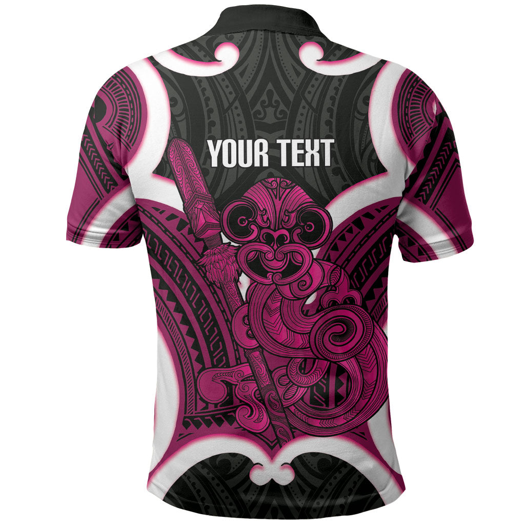 Mawhero Aotearoa Atua Tumatauenga Personalised Polo Shirt Maori God Of War Tiki With Taiaha LT14 - Polynesian Pride