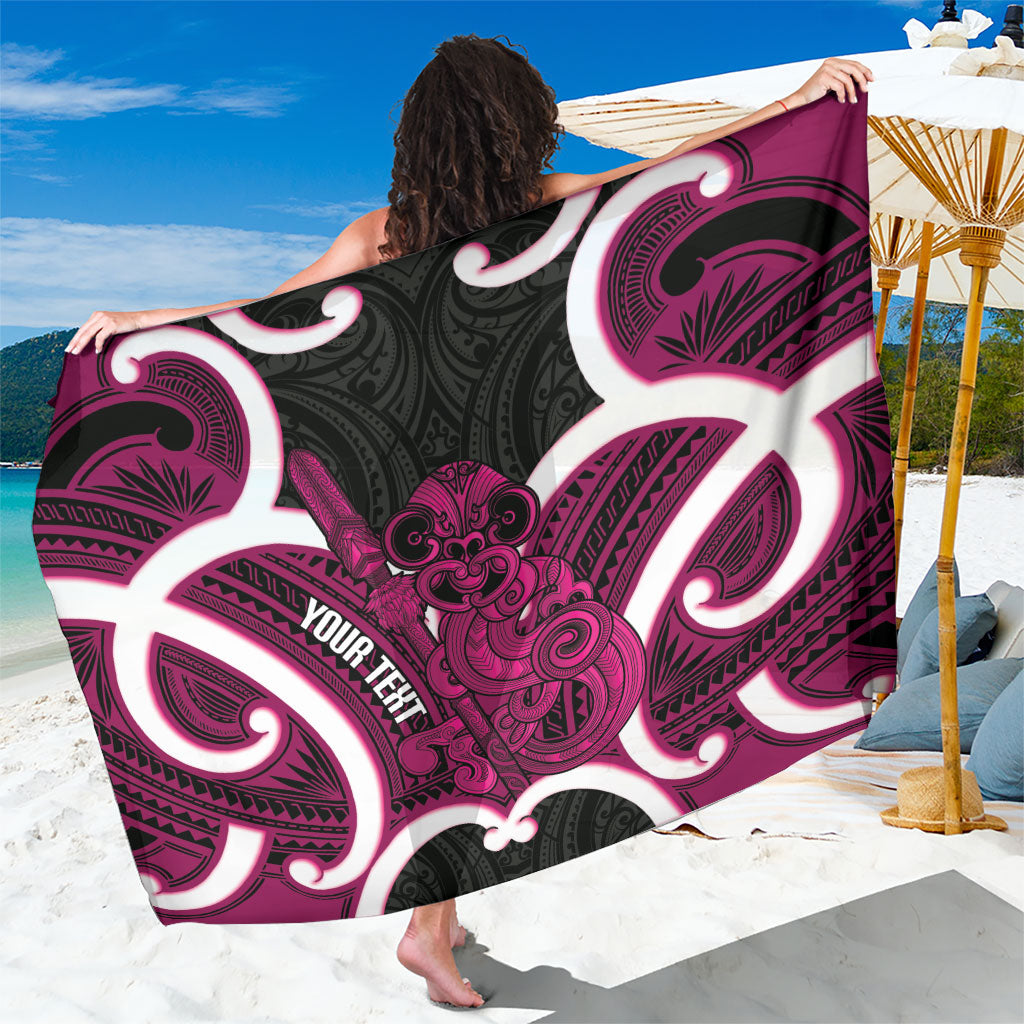 Mawhero Aotearoa Atua Tumatauenga Personalised Sarong Maori God Of War Tiki With Taiaha LT14 One Size 44 x 66 inches Pink - Polynesian Pride
