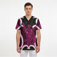 Mawhero Aotearoa Atua Tumatauenga Personalised Scrub Top Maori God Of War Tiki With Taiaha LT14 - Polynesian Pride