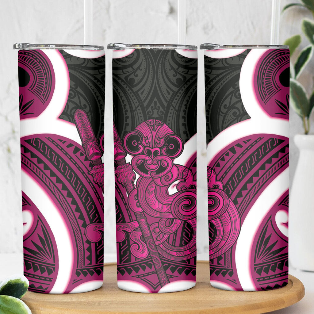 Mawhero Aotearoa Atua Tumatauenga Skinny Tumbler Maori God Of War Tiki With Taiaha LT14 - Polynesian Pride