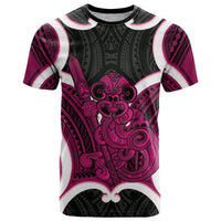 Mawhero Aotearoa Atua Tumatauenga Personalised T Shirt Maori God Of War Tiki With Taiaha LT14 Pink - Polynesian Pride