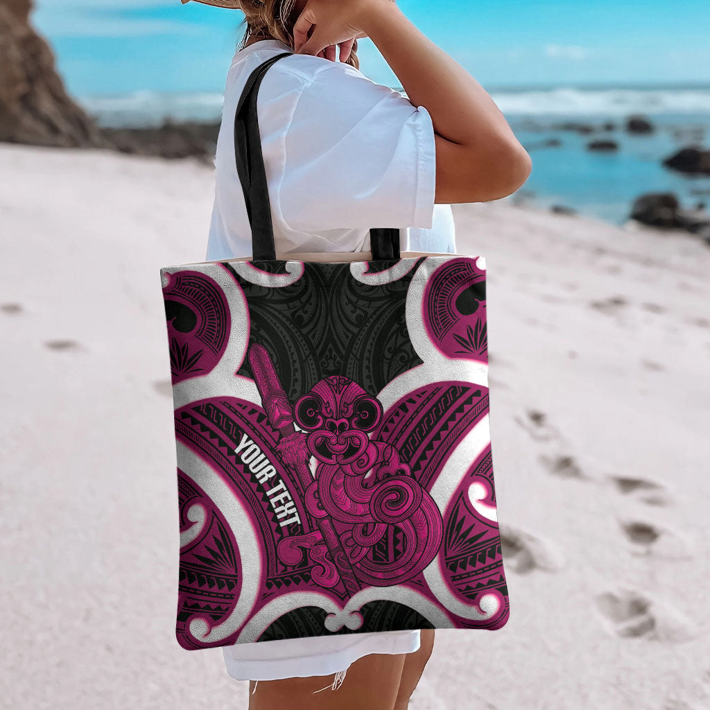 Mawhero Aotearoa Atua Tumatauenga Personalised Tote Bag Maori God Of War Tiki With Taiaha LT14 - Polynesian Pride