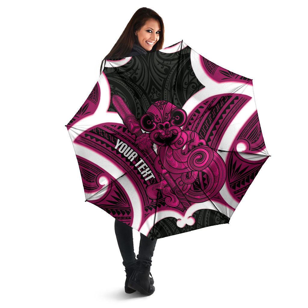 Mawhero Aotearoa Atua Tumatauenga Personalised Umbrella Maori God Of War Tiki With Taiaha LT14 - Polynesian Pride