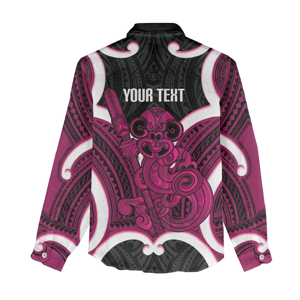 Mawhero Aotearoa Atua Tumatauenga Personalised Women Casual Shirt Maori God Of War Tiki With Taiaha LT14 - Polynesian Pride