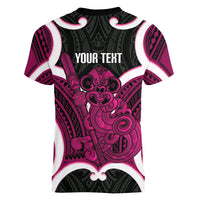Mawhero Aotearoa Atua Tumatauenga Personalised Women V-Neck T-Shirt Maori God Of War Tiki With Taiaha LT14 - Polynesian Pride