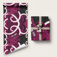 Mawhero Aotearoa Atua Tumatauenga Personalised Wrapping Paper Maori God Of War Tiki With Taiaha LT14 58" × 23" Pink - Polynesian Pride