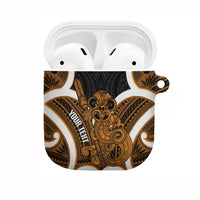Karaka Aotearoa Atua Tumatauenga Personalised AirPods Case Maori God Of War Tiki With Taiaha LT14 Orange - Polynesian Pride