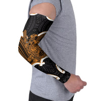 Karaka Aotearoa Atua Tumatauenga Personalised Arm Sleeves Maori God Of War Tiki With Taiaha LT14 - Polynesian Pride