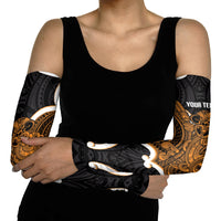 Karaka Aotearoa Atua Tumatauenga Personalised Arm Sleeves Maori God Of War Tiki With Taiaha LT14 - Polynesian Pride