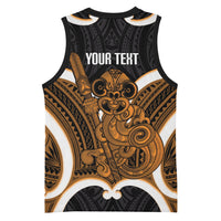 Karaka Aotearoa Atua Tumatauenga Personalised Basketball Jersey Maori God Of War Tiki With Taiaha LT14 - Polynesian Pride