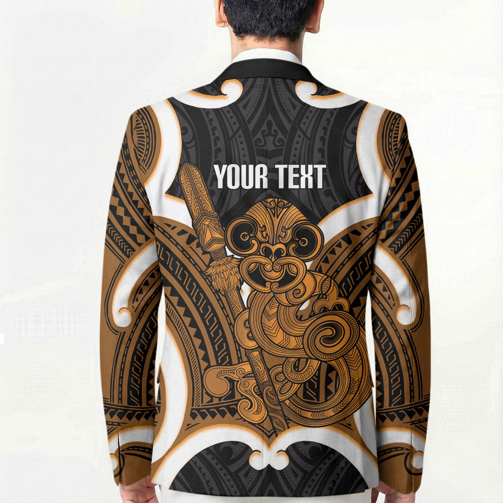 Karaka Aotearoa Atua Tumatauenga Personalised Blazer Maori God Of War Tiki With Taiaha LT14 - Polynesian Pride