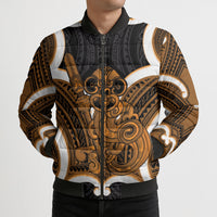 Karaka Aotearoa Atua Tumatauenga Personalised Bomber Puffer Jacket Maori God Of War Tiki With Taiaha LT14 - Polynesian Pride