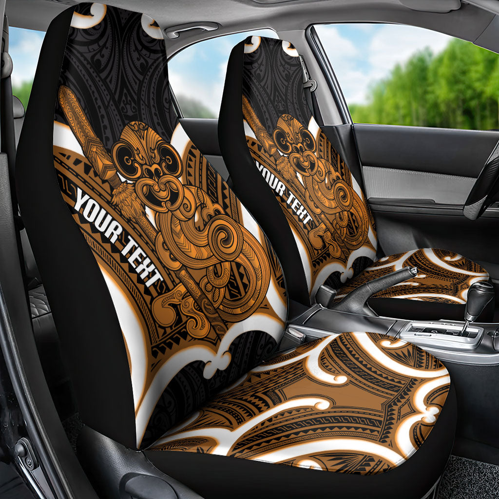 Karaka Aotearoa Atua Tumatauenga Personalised Car Seat Cover Maori God Of War Tiki With Taiaha LT14 - Polynesian Pride