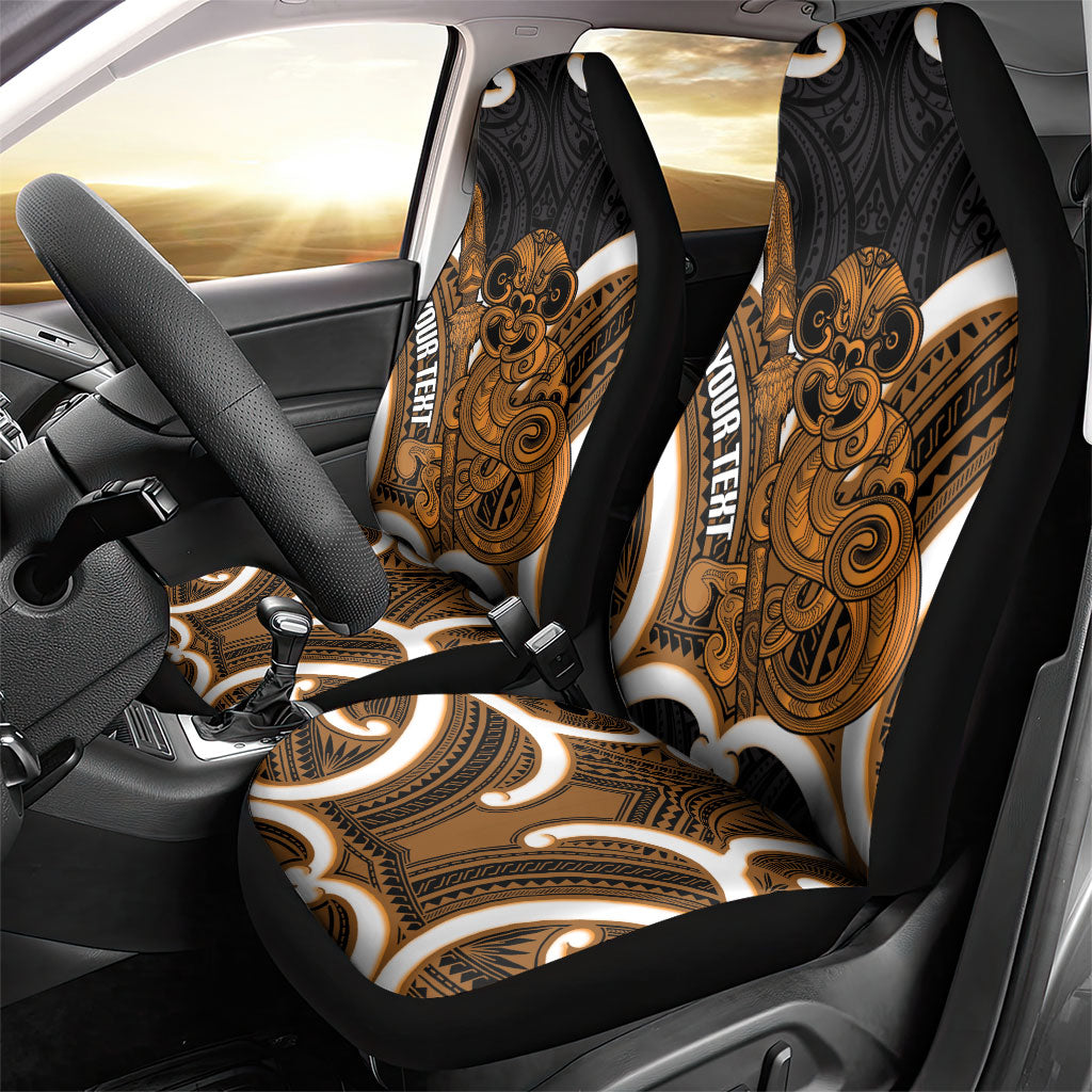 Karaka Aotearoa Atua Tumatauenga Personalised Car Seat Cover Maori God Of War Tiki With Taiaha LT14 - Polynesian Pride
