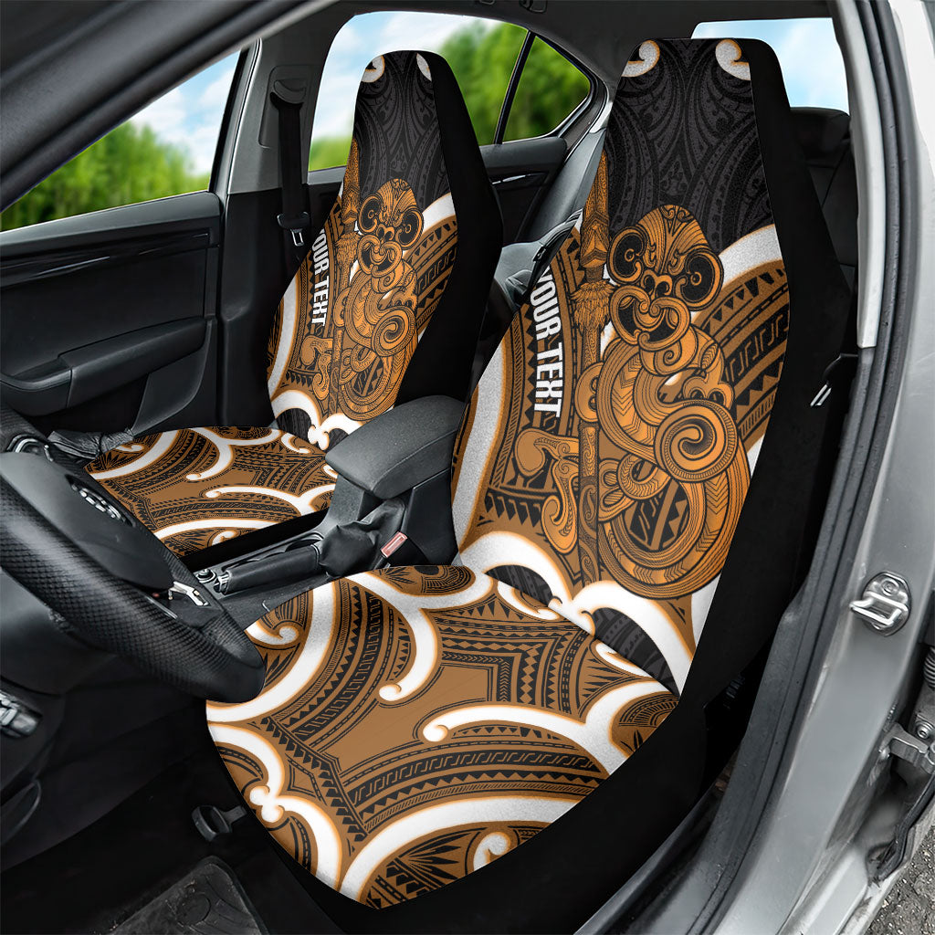 Karaka Aotearoa Atua Tumatauenga Personalised Car Seat Cover Maori God Of War Tiki With Taiaha LT14 - Polynesian Pride