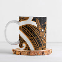 Karaka Aotearoa Atua Tumatauenga Ceramic Mug Maori God Of War Tiki With Taiaha LT14 Orange - Polynesian Pride