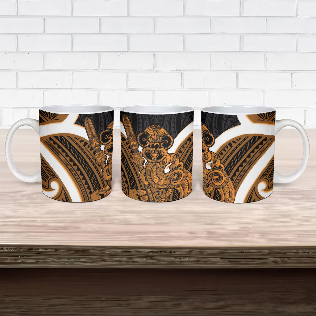 Karaka Aotearoa Atua Tumatauenga Ceramic Mug Maori God Of War Tiki With Taiaha LT14 - Polynesian Pride