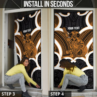 Karaka Aotearoa Atua Tumatauenga Personalised Door Cover Maori God Of War Tiki With Taiaha LT14 - Polynesian Pride