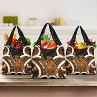 Karaka Aotearoa Atua Tumatauenga Personalised Grocery Bag Maori God Of War Tiki With Taiaha LT14 3-pack One Size Orange - Polynesian Pride