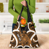 Karaka Aotearoa Atua Tumatauenga Personalised Grocery Bag Maori God Of War Tiki With Taiaha LT14 - Polynesian Pride