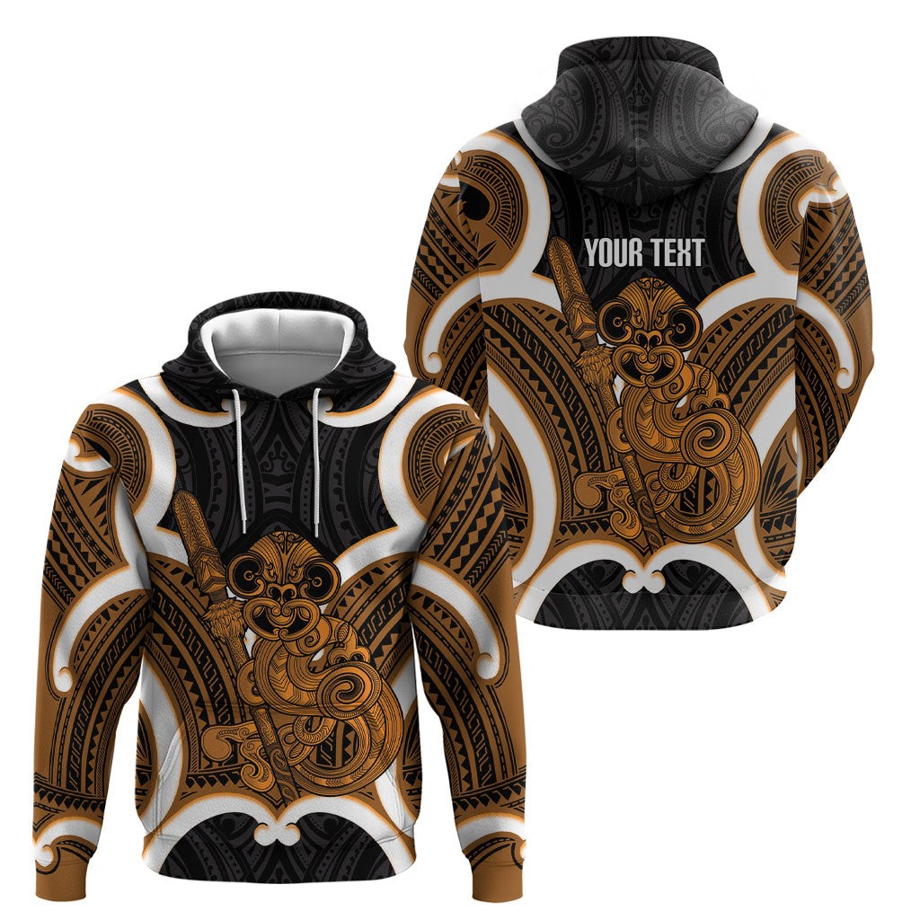 Karaka Aotearoa Atua Tumatauenga Personalised Hoodie Maori God Of War Tiki With Taiaha LT14 - Polynesian Pride