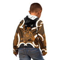 Karaka Aotearoa Atua Tumatauenga Personalised Kid Hoodie Maori God Of War Tiki With Taiaha LT14 - Polynesian Pride
