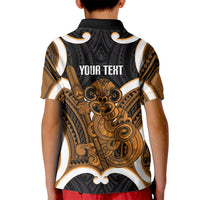 Karaka Aotearoa Atua Tumatauenga Personalised Kid Polo Shirt Maori God Of War Tiki With Taiaha LT14 - Polynesian Pride