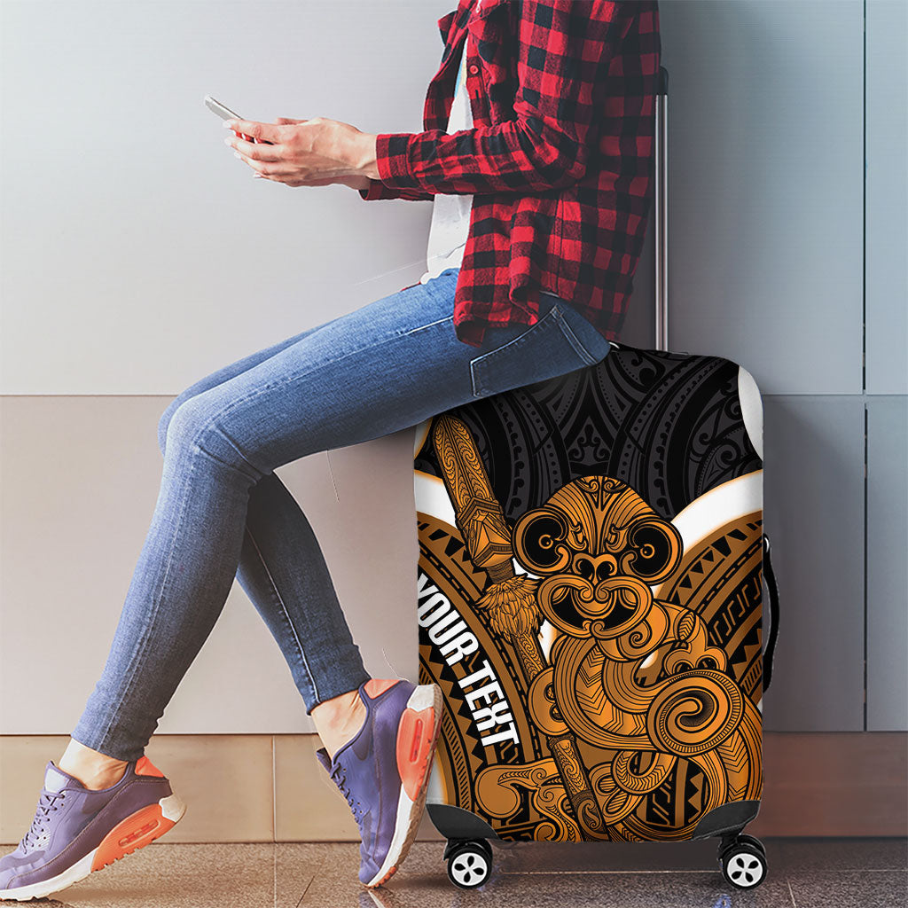 Karaka Aotearoa Atua Tumatauenga Personalised Luggage Cover Maori God Of War Tiki With Taiaha LT14 - Polynesian Pride