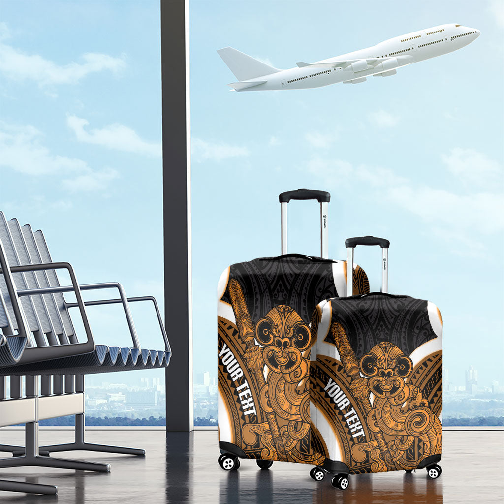 Karaka Aotearoa Atua Tumatauenga Personalised Luggage Cover Maori God Of War Tiki With Taiaha LT14 - Polynesian Pride