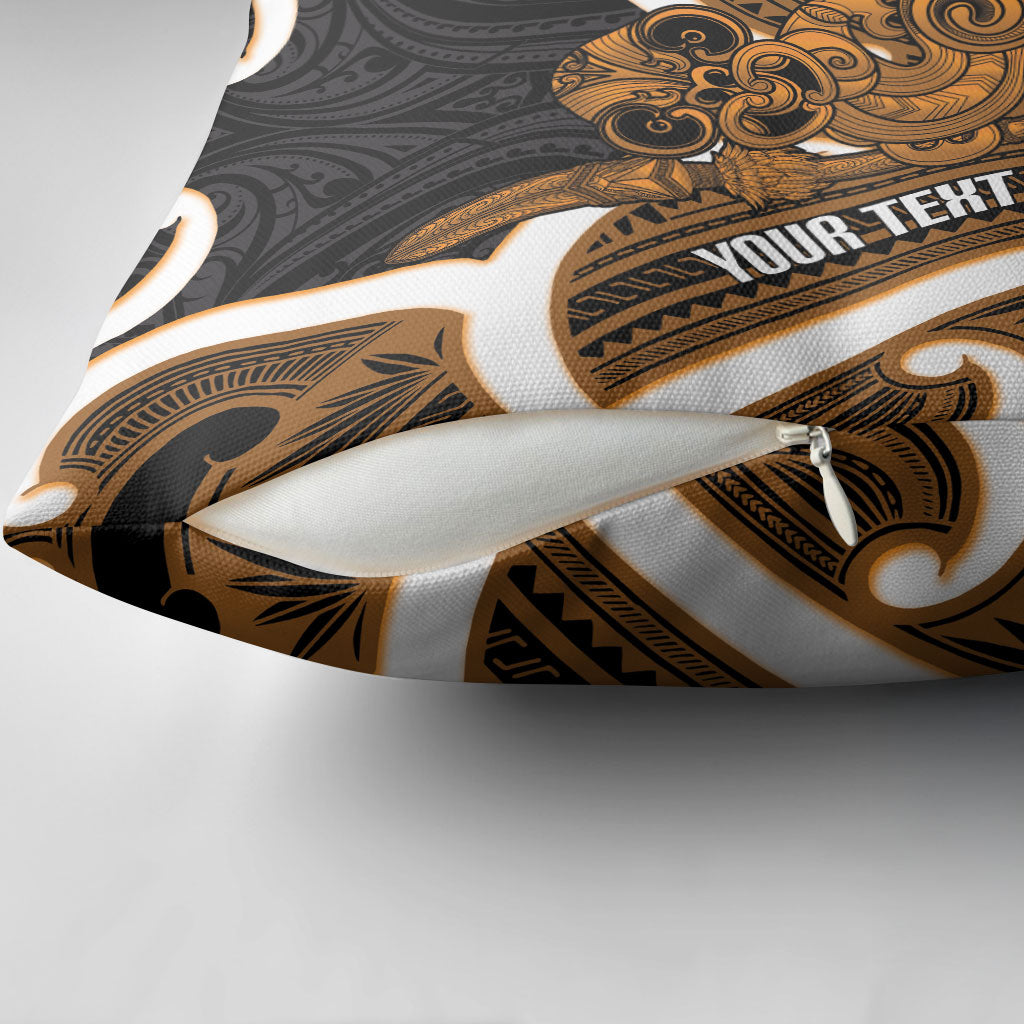 Karaka Aotearoa Atua Tumatauenga Personalised Pillow Cover Maori God Of War Tiki With Taiaha LT14 - Polynesian Pride