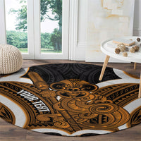 Karaka Aotearoa Atua Tumatauenga Personalised Round Carpet Maori God Of War Tiki With Taiaha LT14 - Polynesian Pride