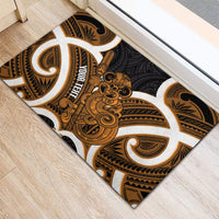 Karaka Aotearoa Atua Tumatauenga Personalised Rubber Doormat Maori God Of War Tiki With Taiaha LT14 - Polynesian Pride