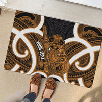 Karaka Aotearoa Atua Tumatauenga Personalised Rubber Doormat Maori God Of War Tiki With Taiaha LT14 - Polynesian Pride