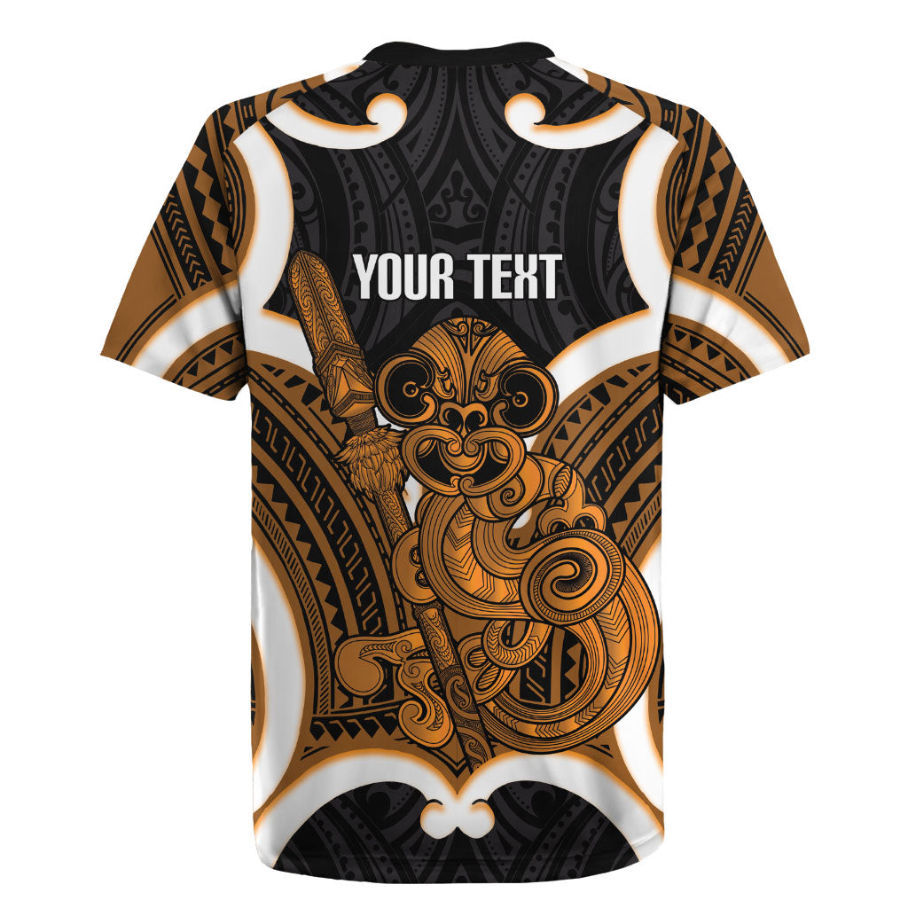 Karaka Aotearoa Atua Tumatauenga Personalised Rugby Jersey Maori God Of War Tiki With Taiaha LT14 - Polynesian Pride
