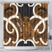 Karaka Aotearoa Atua Tumatauenga Personalised Shower Curtain Maori God Of War Tiki With Taiaha LT14 - Polynesian Pride