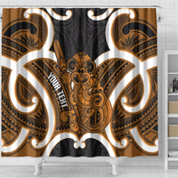 Karaka Aotearoa Atua Tumatauenga Personalised Shower Curtain Maori God Of War Tiki With Taiaha LT14 - Polynesian Pride
