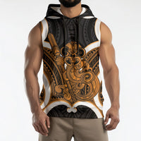 Karaka Aotearoa Atua Tumatauenga Personalised Sleeveless Hoodie Maori God Of War Tiki With Taiaha LT14 - Polynesian Pride