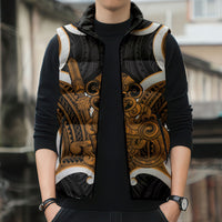 Karaka Aotearoa Atua Tumatauenga Personalised Sleeveless Puffer Jacket Maori God Of War Tiki With Taiaha LT14 - Polynesian Pride